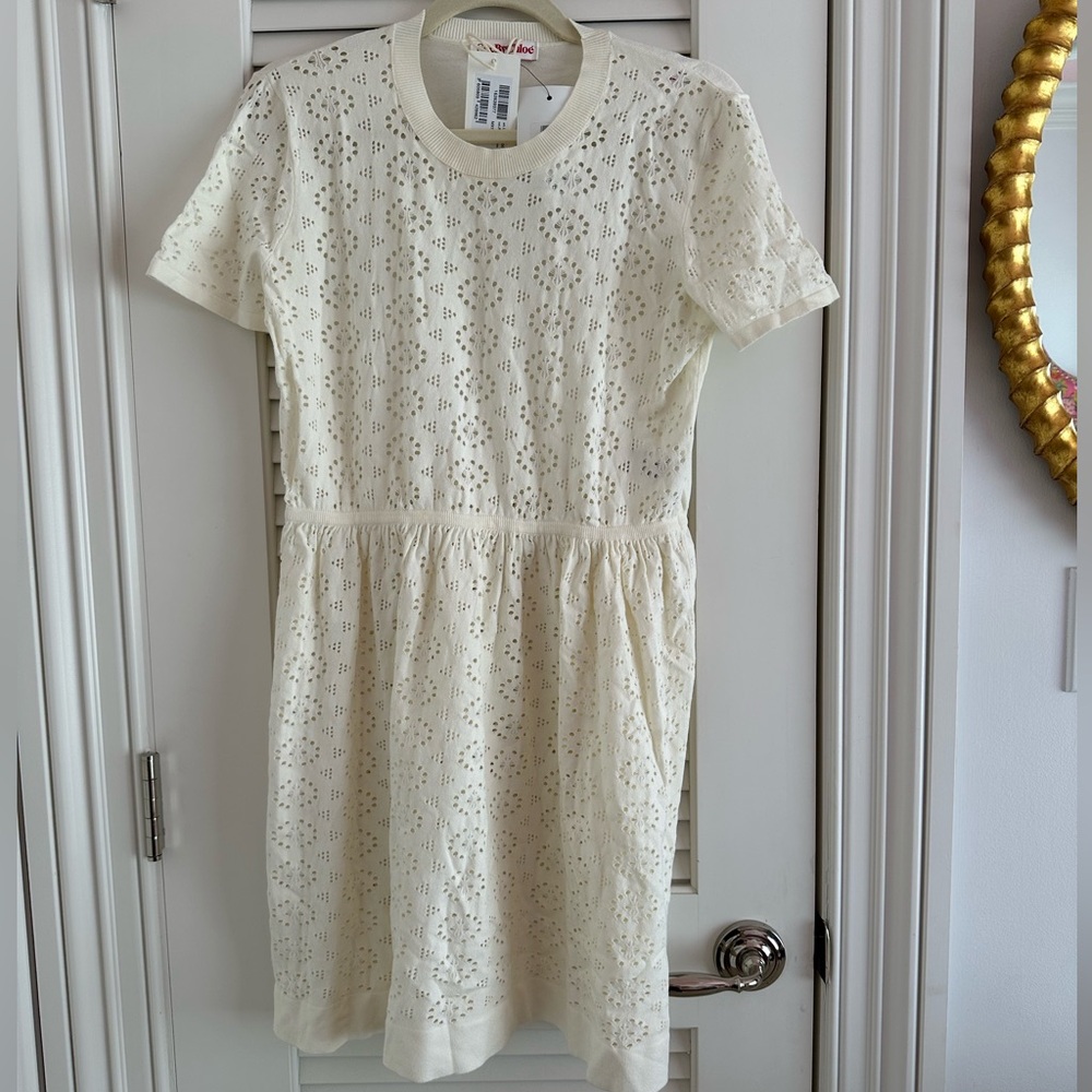 See by Chloé Cream Eyelet Dress